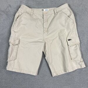 Anchor Blue Shorts Men Size 36 Khaki Outdoor Casual Cargo Shorts 90s